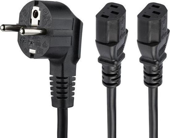 Image du produit StarTech Câble d'alimentation C13 de 2m - Schuko CEE7 vers 2x C13 - Câble d'alimentation Y - Câble pour (2 m)