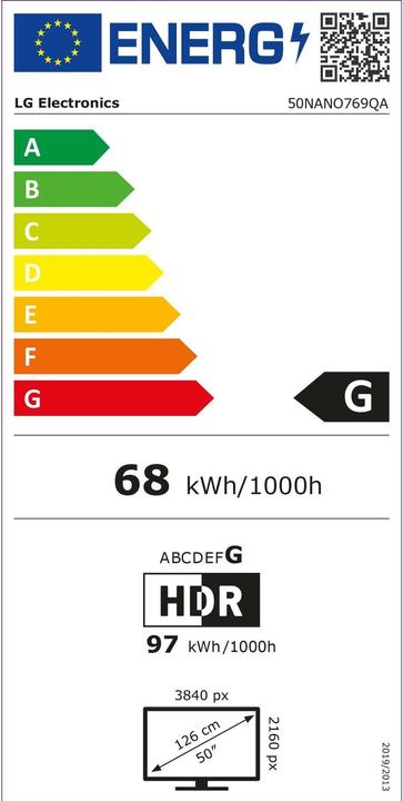 Energie-Label LG 50NANO769QA (50", NANO769, Nano-Cell, 4K, 2022)