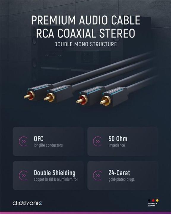 Actual product image clicktronic Stereo audio cable (0.50 m, Cinch)