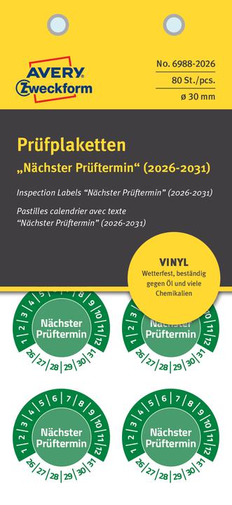 Produktbild Avery Prüfplaketten