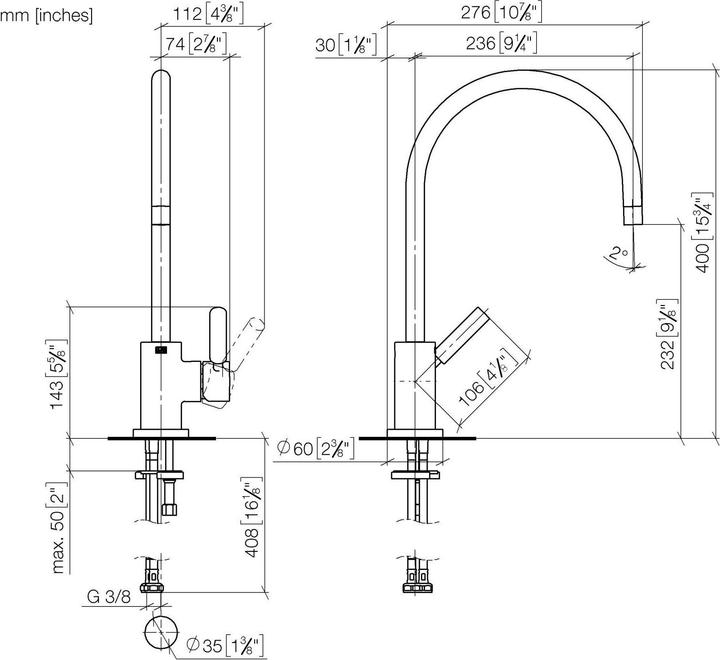 Image du produit Dornbracht Cuisine - Tara Classic Mitigeur monocommandé, saillie 235mm, bec pivotant 360 degrés