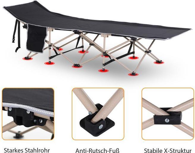 Produktbild Swisshandel24 Feldbett Faltbar Campingbett, 190x68x52 cm, Schwarz