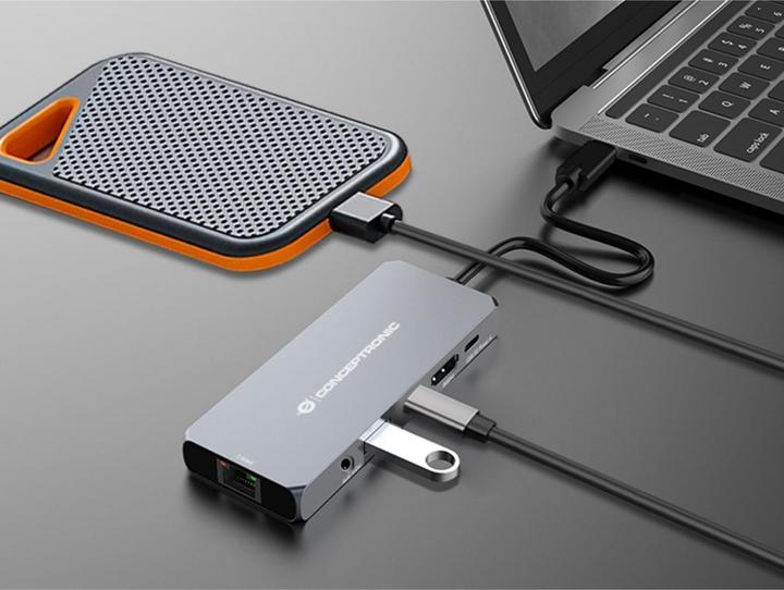 Image du produit Conceptronic Dock USB-C->HDMI,2.5GbE,USBC/3.0,100WPD0.18m gr (USB-C, 1 Ports)