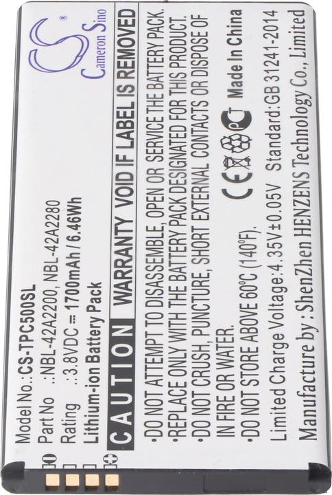 Produktbild XCell Akku passend für TP-Link / Neffos C5 Dual SIM Handyakku NBL-42A2200, NBL-42A2280, 3,7V, 1700mAh