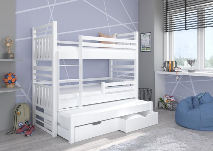 Produktbild ADRK Furniture Etagenbett verdreifachen mit Matratzen HIPPO 180x80 (180 x 80 cm)