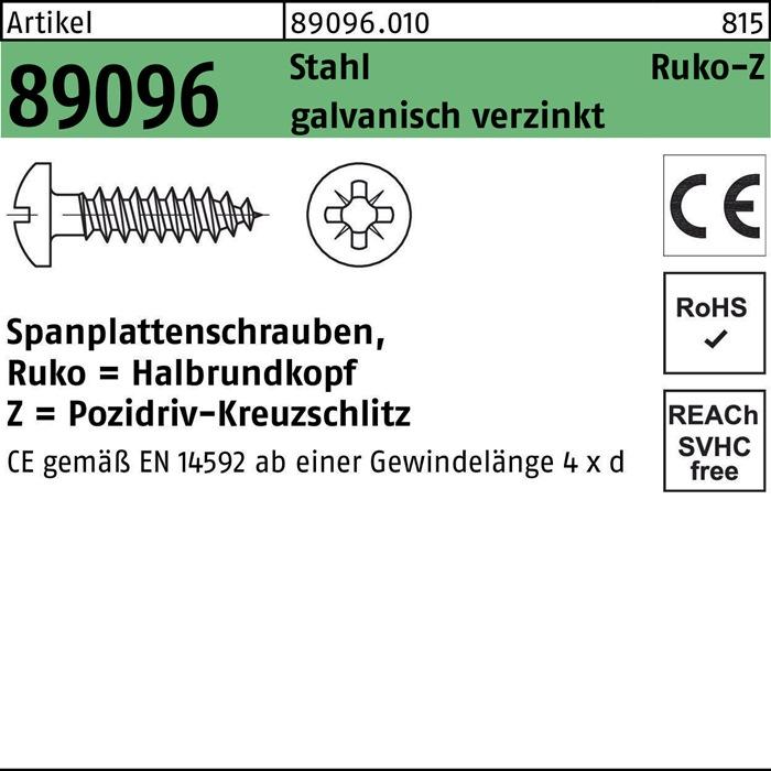 Produktbild Dönges Spanplattenschraube panhead Z, Kreuzschlitz PZ, 4,5 x 50 mm (500 Schrauben pro Stück)