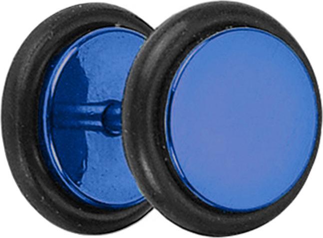 Produktbild Star Piercing Fake Plug dunkelblau mit O-Ring und Titanium Beschichtung (ohne Messing, Chirurgenstahl 316L)
