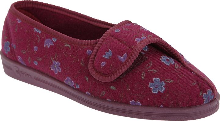 Comfylux Diana Hausschuhe mit Klettverschluss Blumenmuster