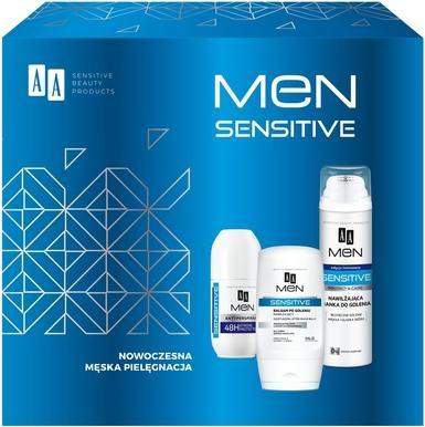 AA Aaset Men Sensitive After Shave Balm 100ml, Rasierschaum 250ml, Antitranspirant 50ml (Aftershave Sprühpumpe, 250 ml)