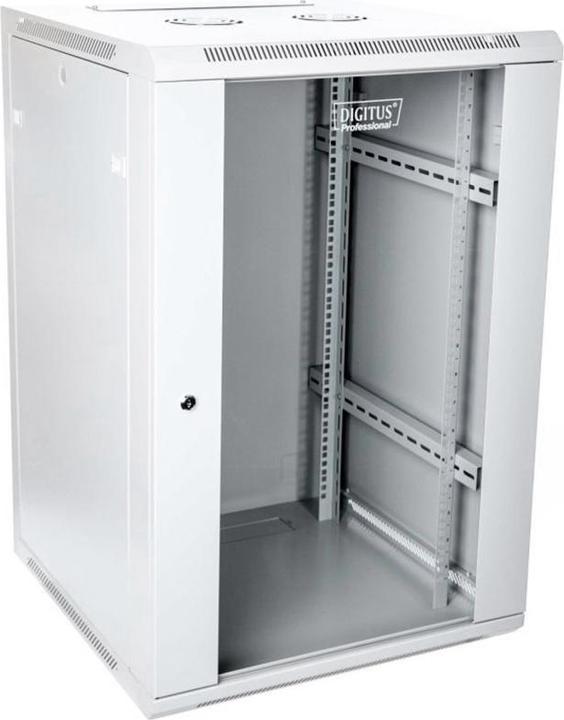 Produktbild 4World Wandmontierter Netzwerkschrank 19 21HE Rack 600x600 Türglas grau aufgeklappt nicht gefaltet 60 (21 HE, 19 Zoll Rack)