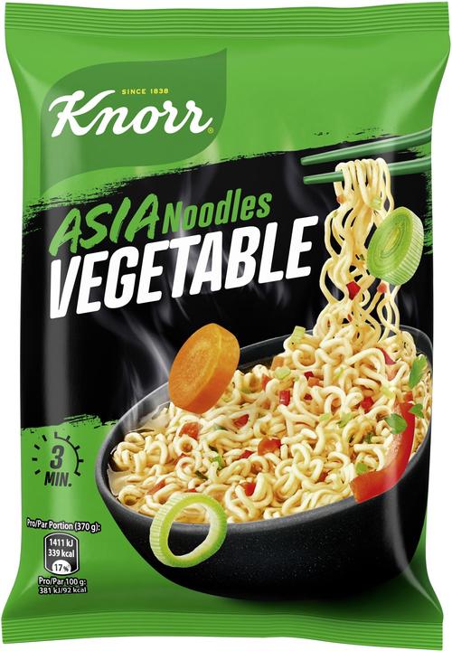 Knorr Asia Noodles Vegetable Sachet, Nouilles asiatiques aux légumes, prêtes en 3 minutes (70 g)