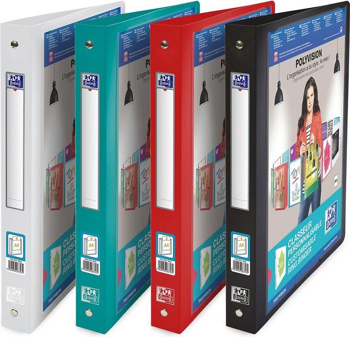 Elba Presentation ring binder POLYVISION, 30 mm, assorted made of PP, DIN A4, 4-ring zip mechanism (A4, 30 mm, 12 Piece)