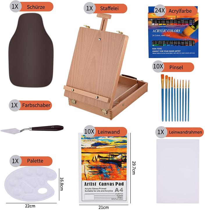 Image du produit Cieex Kit de peinture avec chevalet en valise (Brown, 168 ml)