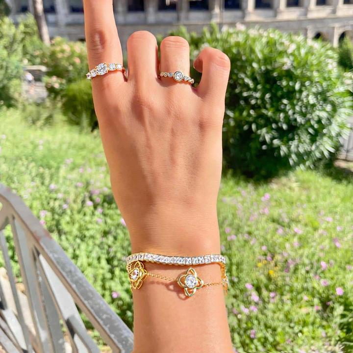 Immagine prodotto Candy Bracciale Gemma, argento 925, placcato oro (20 cm, Argento 925, Placcato oro 18k)