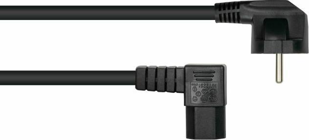 Produktbild Kabelmeister Netzkabel Schutzkontakt-Stecker Typ E+F (90° gew.) an Warmgeräte-Buchse C15 (r. gew.) (0.50 m)