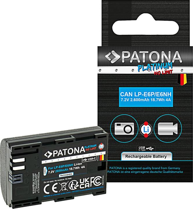 Immagine prodotto Patona LP-E6P Set Ladegerät + 2 Akkus (Caricabatterie per fotocamere, Batteria della fotocamera)