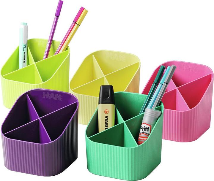 Actual product image Han Pencil holder Re-X-LOOP, pink 4 compartments, 100% recycled eco-plastic