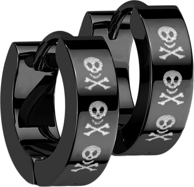 Immagine prodotto Star Piercing Orecchino pieghevole nero con tre teschi (senza ottone, Acciaio chirurgico 316L)