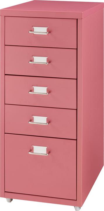 Image du produit En.Casa Rollcontainer Kökar mit 5 Schubladen 69x28x41 cm Wassermelonenrot (69 x 28 x 41 cm)