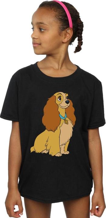 Actual product image Disney Girls Lady And The Tramp Lady Spaghetti Heart Cotton T-Shirt (104)