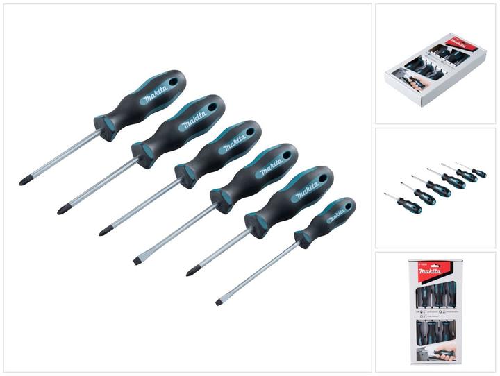 Actual product image Makita Screwdriver set 6 pieces (Port, Pozidriv cross recess (PZ), Phillipps cross recess (PH))