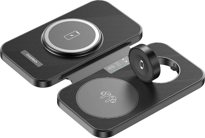 Actual product image Choetech T616-F 3in1 inductive charger compatible with Apple and Samsung devices - black (15 W)