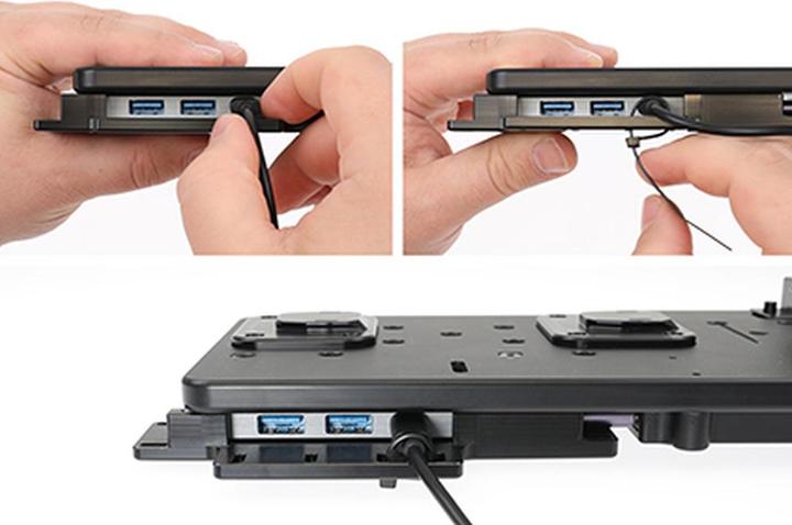 Produktbild Brodit ModTek Dock (Grundhalter) für Android / Windows Geräte, mit USB Hub (3x A + 1x C) (USB-C, 3 Ports)