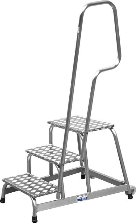 Actual product image Krause STABILO mobile machine steps, 2 fixed castors, hand rail on one side, 3 steps. (Scaffolding, 88 cm)