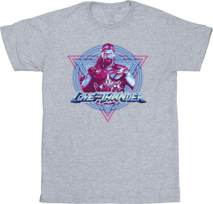 Actual product image Mens Thor Love And Thunder Neon Badge T-Shirt (S)