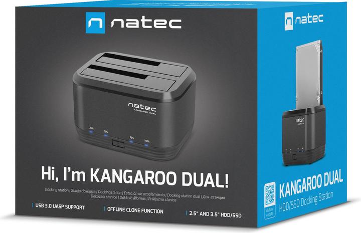 Actual product image Natec Kangaroo Dual USB 3.2 Gen 1 (3.1 Gen 1) Type-A (2.5", 3.5")