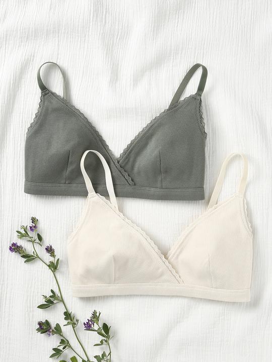 Image du produit Vertbaudet Lot de 2 soutiens-gorge souples de grossesse et d'allaitement avec décolleté enveloppant, coton bio (80 E)
