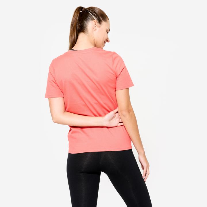 Image du produit Domyos T-Shirt Damen V-Ausschnitt Baumwolle - rosa (XL)