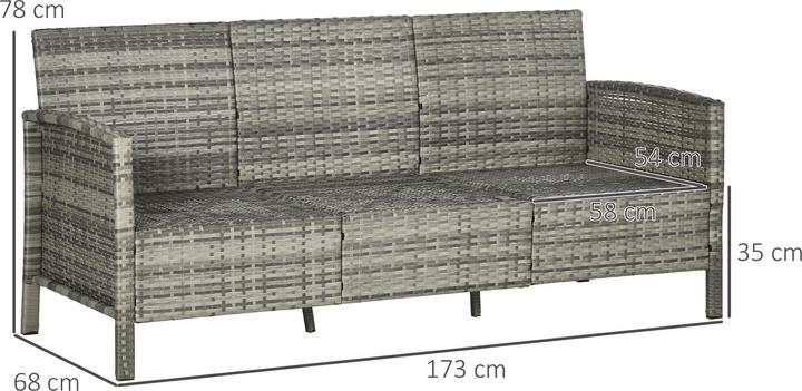 Actual product image Outsunny Rattan lounge sofa as 3-seater