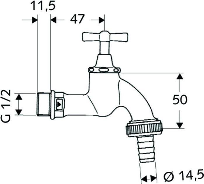 Produktbild Schell drain valve with butterfly handle, 1/2 inch chrome (034050699)