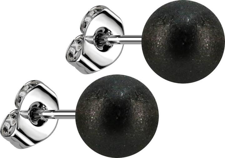 Produktbild Star Piercing Ohrstecker mit Kugel schwarz gesprenkelt (Chirurgenstahl 316L, ohne Messing)
