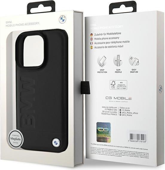 Actual product image BMW BMHMP16XSLLBK iPhone 16 Pro Max 6.9" czarny/black hardcase Leather Hot Stamp MagSafe (Apple iPhone 16 Pro Max)
