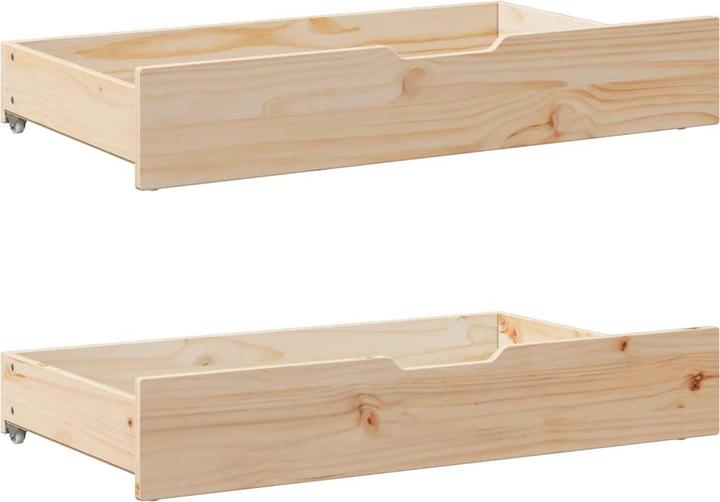 Produktbild VidaXL Massivholzbett Holzbett Bett Doppelbett mit Schubladen 150x200cm Kiefer (150 x 200 cm)