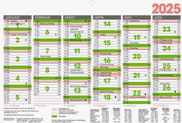 Board calendar A5quer 2025