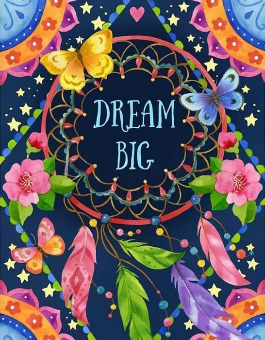 DiamantArt Diamond Painting Dream Big 40 x 50 cm, runde Steine