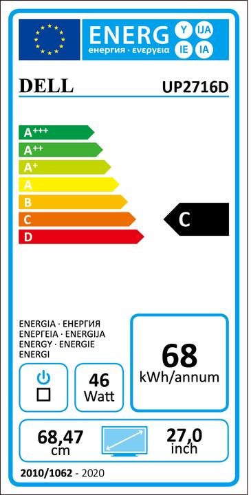 Energie-Label Dell UltraSharp UP2716D (2560 x 1440 Pixel, 27")