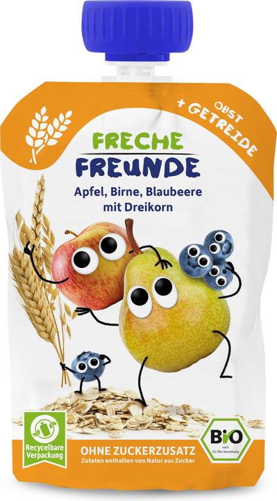 Produktbild Freche Freunde Quetschmus Apfel Birne Blaubeere mit Dreikorn (100 g)