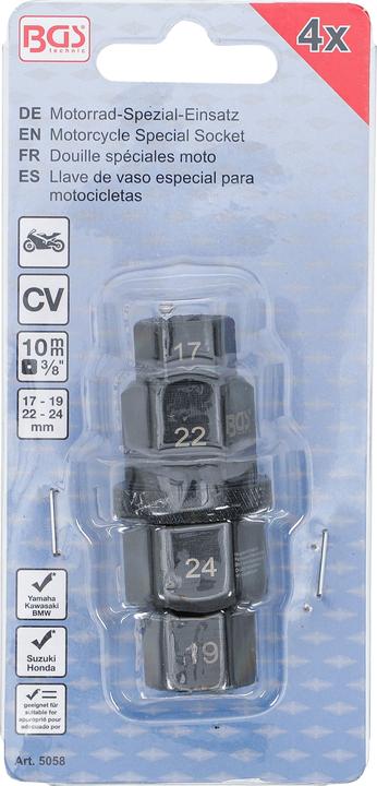 Image du produit BGS Douille spéciales moto 10 mm (3/8") 17 - 19 - 22 - 24 mm