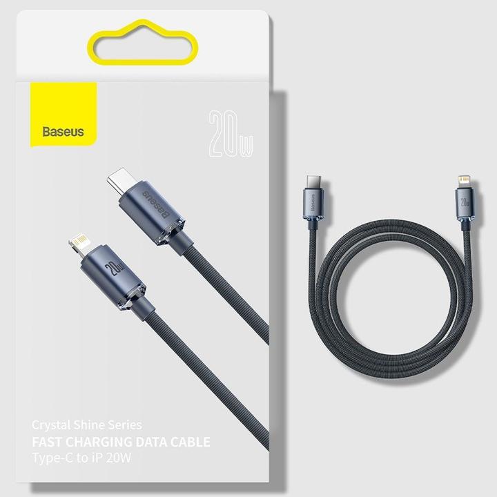 Actual product image Baseus Crystal Shine Series Fast Charging Data Cable Type-C to iP 20W 1.2m Purple (1.20 m, USB 2.0)