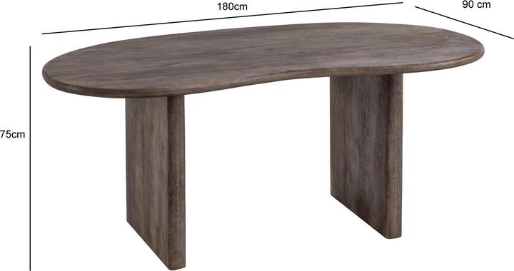 Actual product image FineBuy Desk Computer desk 180 cm solid wood office desk kidney shape