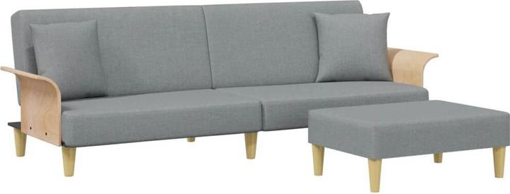 Produktbild VidaXL Schlafsofa 2 Sitzer mit Kissen Fusshocker Bettsofa Tagesbett Hellgrau Samt (Bettsofa)