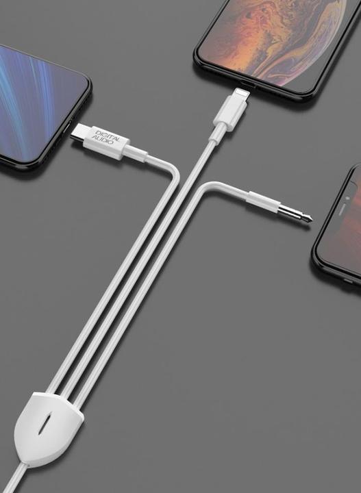 Image du produit PowerGuard Adaptateur AUX 3-en-1 pour l'audio de la voiture (USB Type C, Lightning, Jack 3.5mm)