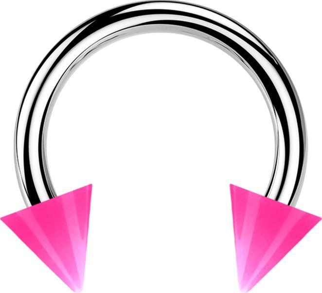 Image du produit Star Piercing Micro Circular Barbell argent avec deux cônes roses (Acrylique, sans laiton, Acier chirurgical 316L)