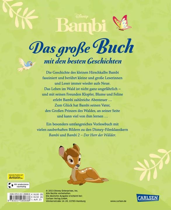 Actual product image Disney: Bambi – Das grosse Buch mit den besten Geschichten (German, Walt Disney, 2023)