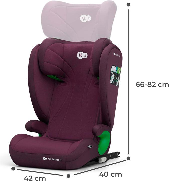 Actual product image KinderKraft Junior Fix 2 I-Size Cherry Pearl (Child seat, ECE R129/i-Size Standard)