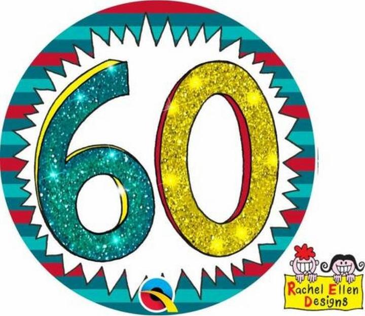Rachel Ellen Wow Glitter 60. Geburtstag Abzeichen